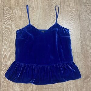 J. Crew Royal Blue Velour Camisole, size 0 Petite
